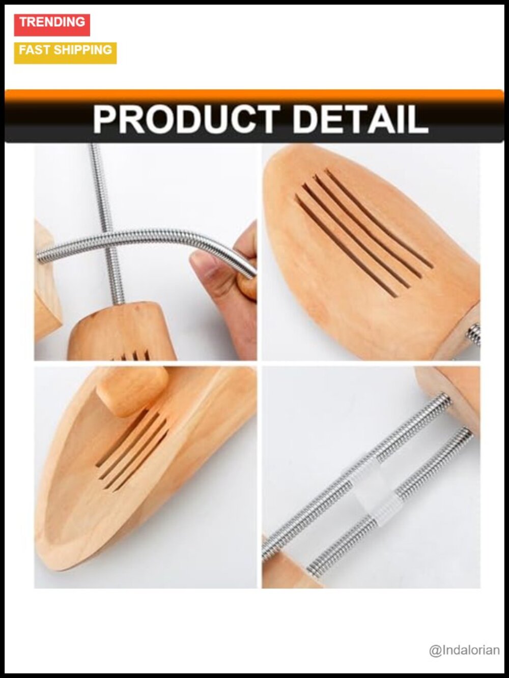 Premium Pine Wood Shoe Tree Stretcher Spring Coil Unisex Large - Picture 4 of 6